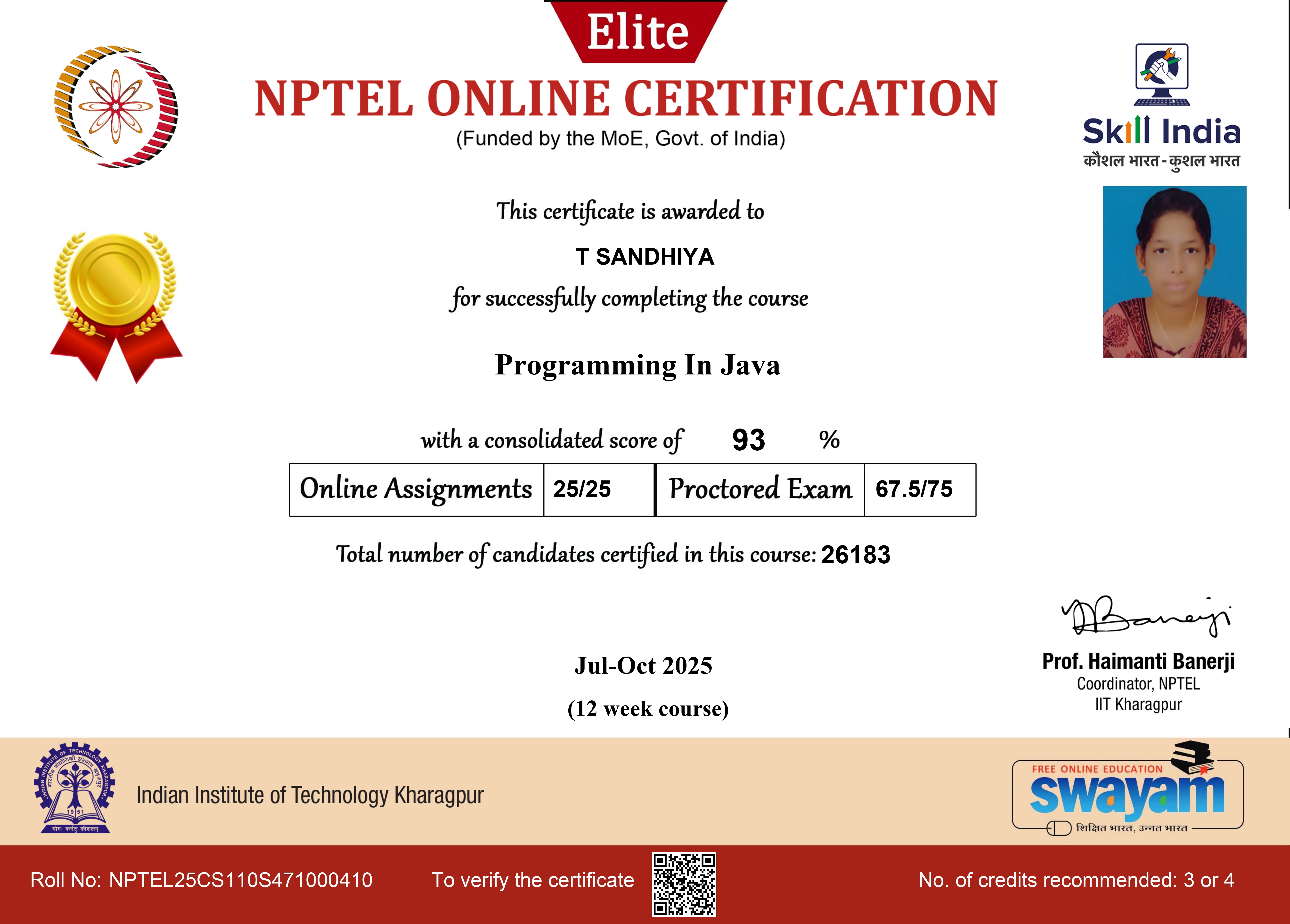 NPTEL Elite Certificate 9